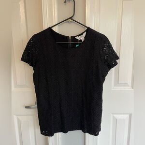 NWT - Market & Spruce Black Lace Short Sleeve Top